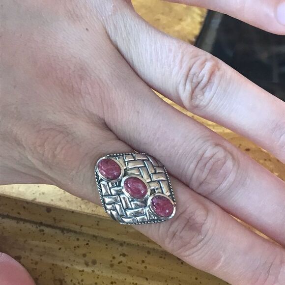 Norwegian Thulite Sterling Silver Ring Size 8 - Picture 4 of 8